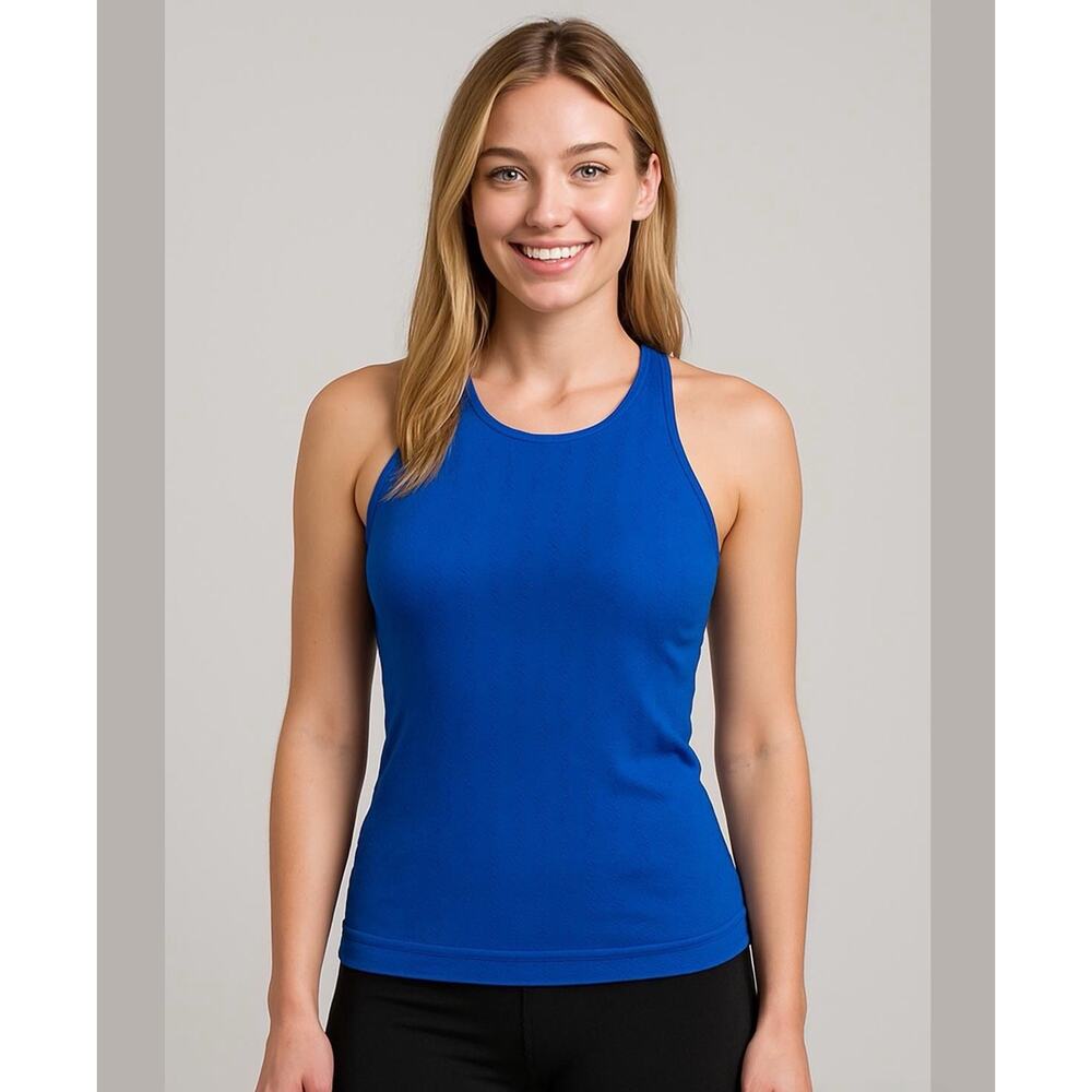 Athleta Epitomize Textured Royal Blue Racerback Tank Top Stretch Size Medium
